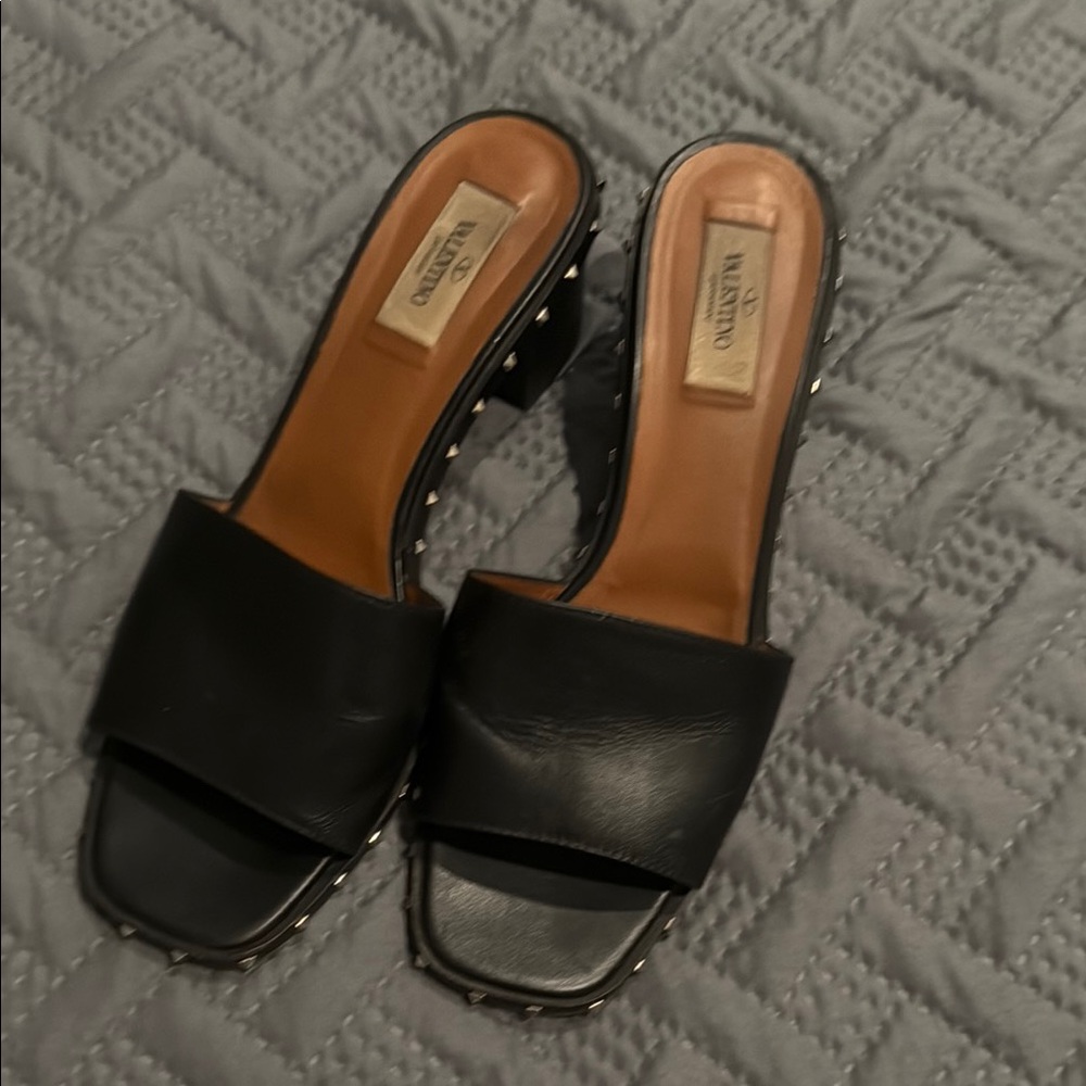 Valentino Black Leather Mules